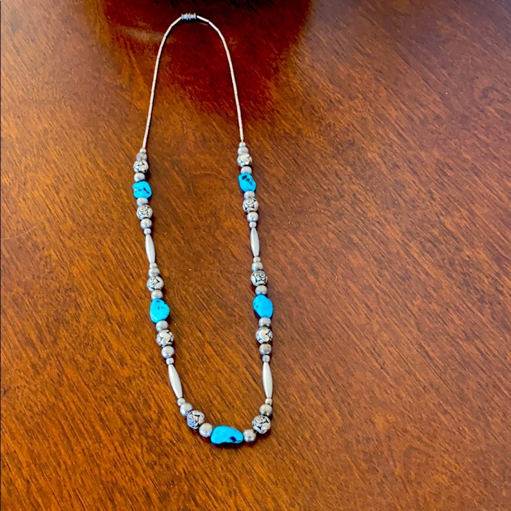 🌟Wow! Vintage Mexican Turquoise & Silver Necklace